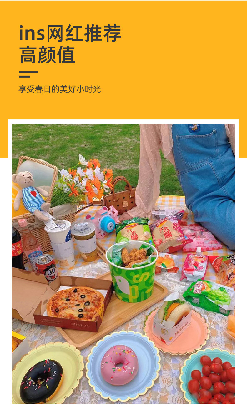 格子无纺布野餐垫康乐屋加厚防水垫地垫牛津布野餐布可折叠可收纳详情8