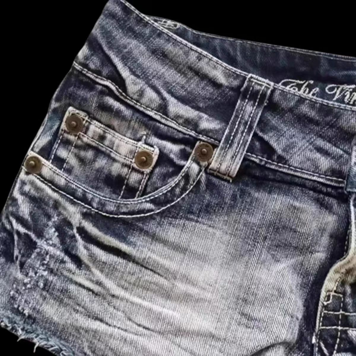 Transfronterizo amazon aliexpress ins europa y Estados Unidos bandera de la calle estampado color de impacto cintura baja sexy slim jeans shorts pic 4