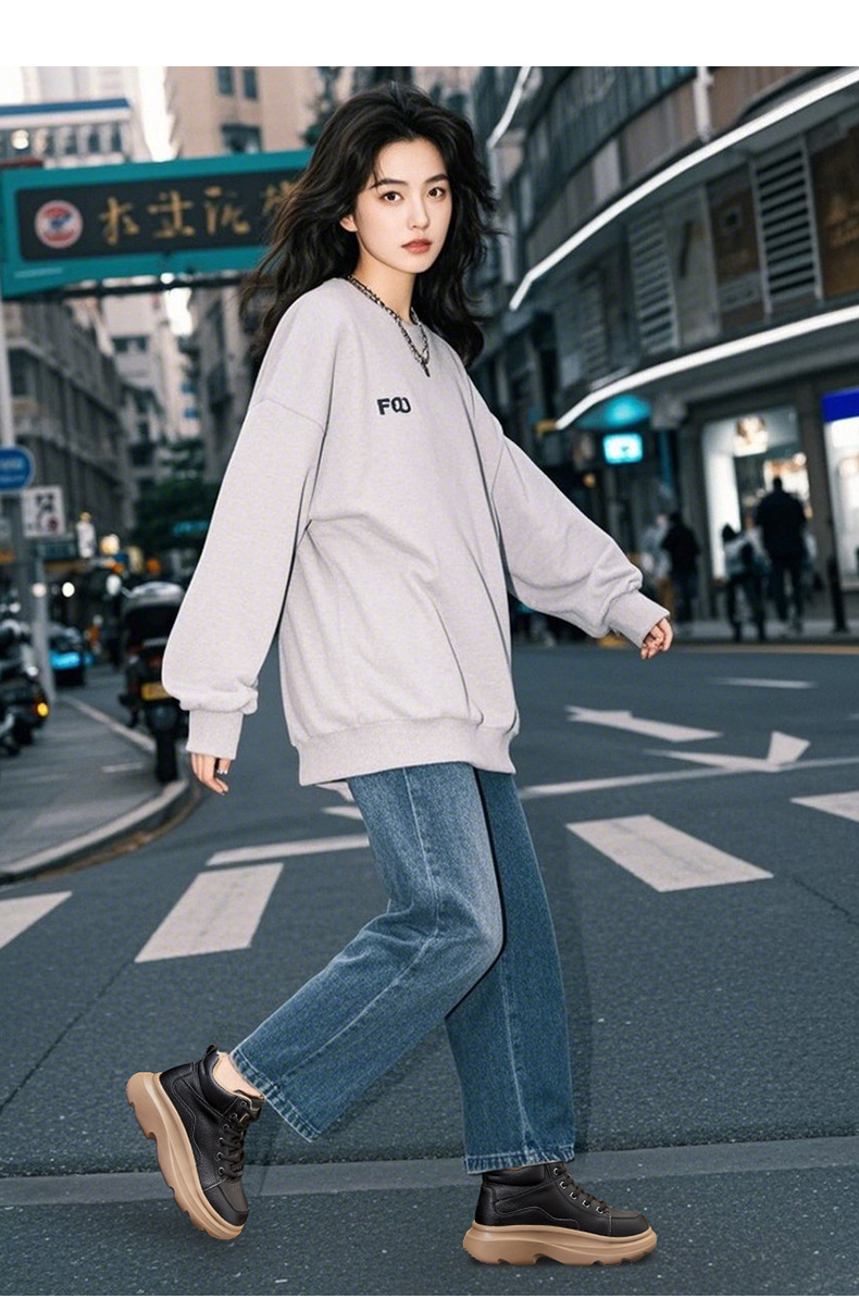 发泡底真皮雪地靴女2025冬季新款复古保暖女靴厚底增高百搭鞋子女详情23