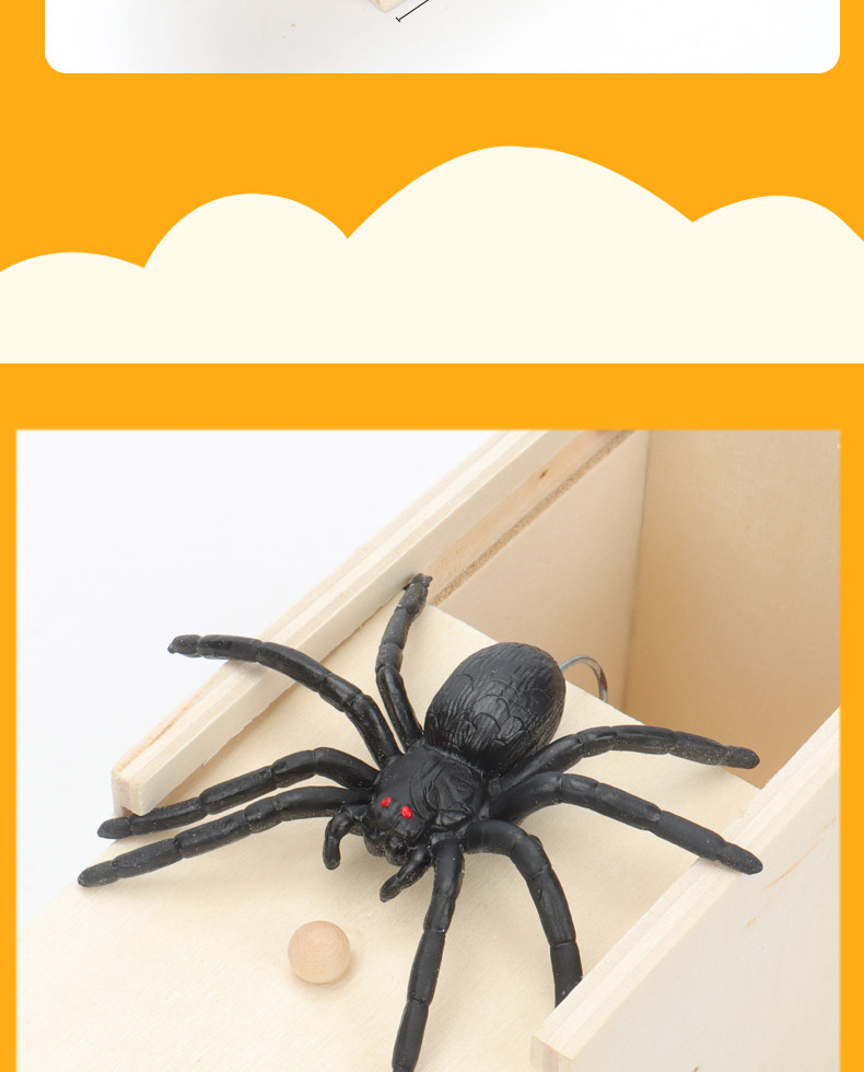 The spider was startled. Wooden box, Douyin, the same style cross-border parody creative prank toy. Spider Prank manufacturer wholesale pic 10