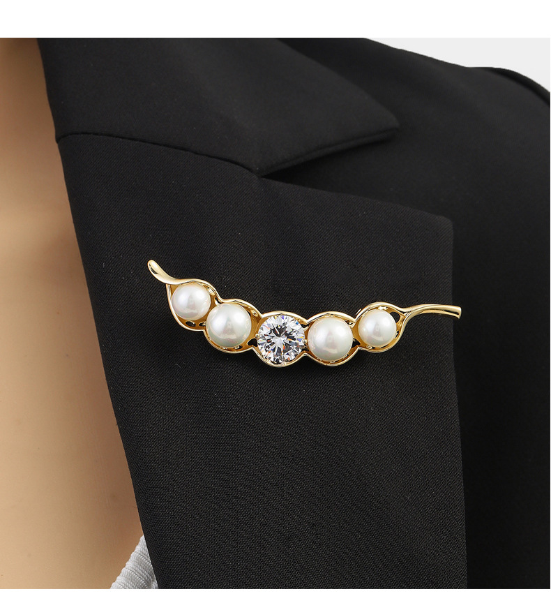 旭晖饰品精美时尚铜锆镀真金豌豆胸针高级感丝巾扣别针设计感胸花详情4