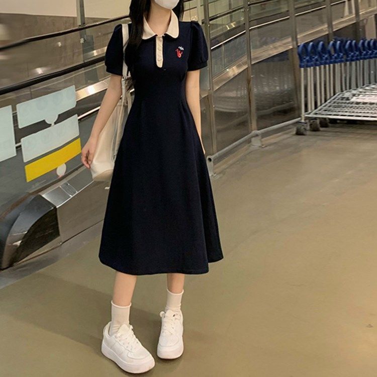 法式超火气质学院风连衣裙子女大码显瘦新款漂亮小个子长裙夏详情1