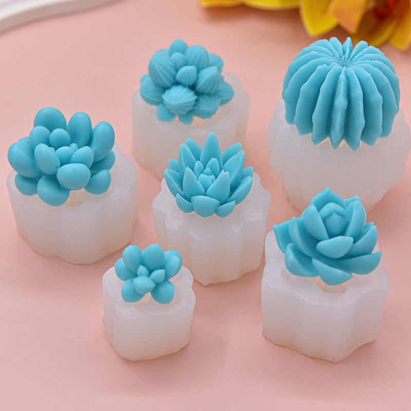 Choukai succulent plant silicone mold diy Chocolate mousse Cake decoration Scented gypsum candle drip glue mold pic 8