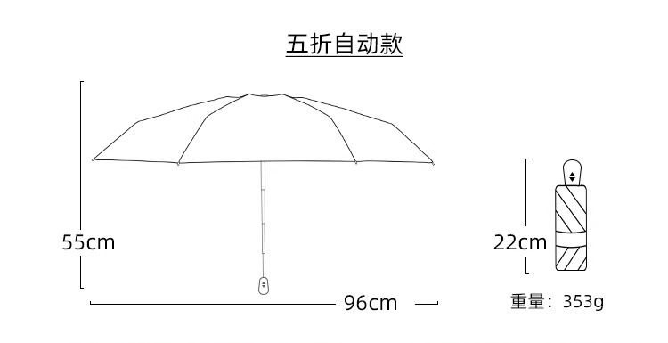 全自动太阳伞防晒防紫外线女晴雨伞两用折叠高级感雨伞五折遮阳伞详情23