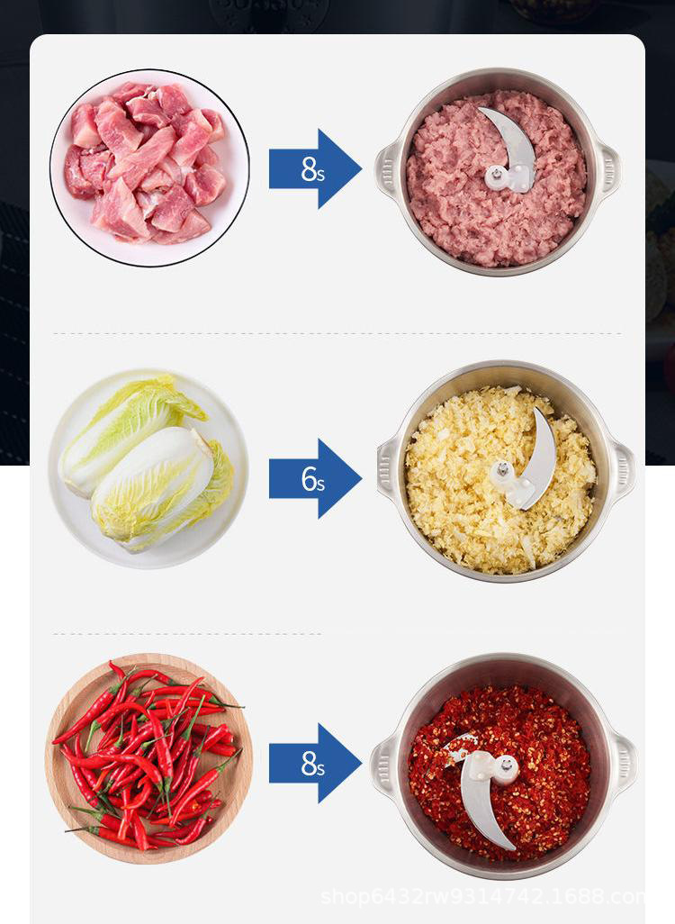Cross-border multi-functional meat grinder, multi-functional stainless steel electric food processor, filling and meat mincing mixer, small complementary food machine pic 9