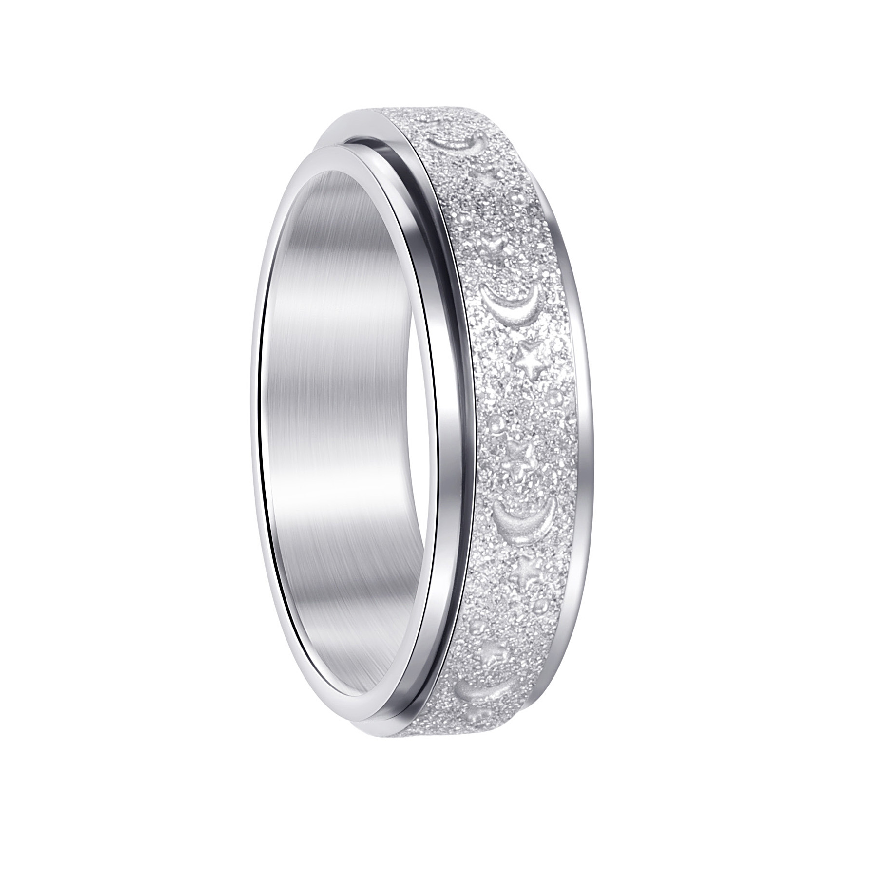 Cross-border best-selling titanium steel frosted rings, rotatable anti-anxiety and stress-relieving rings, couple rings and accessories wholesale pic 11