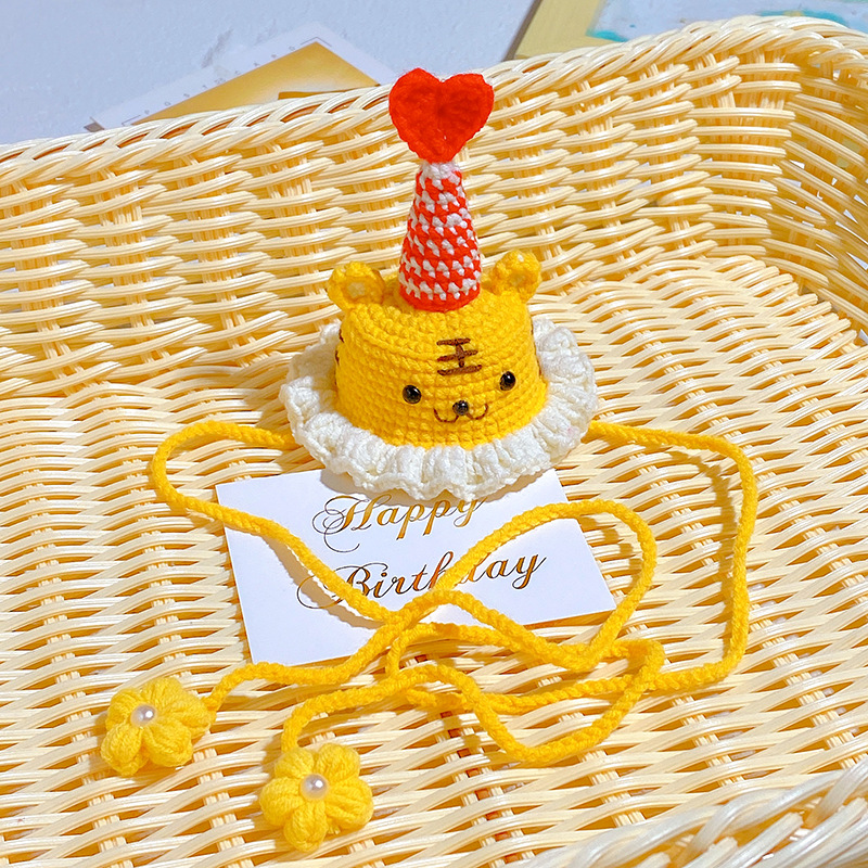 毛线钩织成品儿童可爱生日帽发饰宝宝生日拍照头饰公主装扮配饰详情11