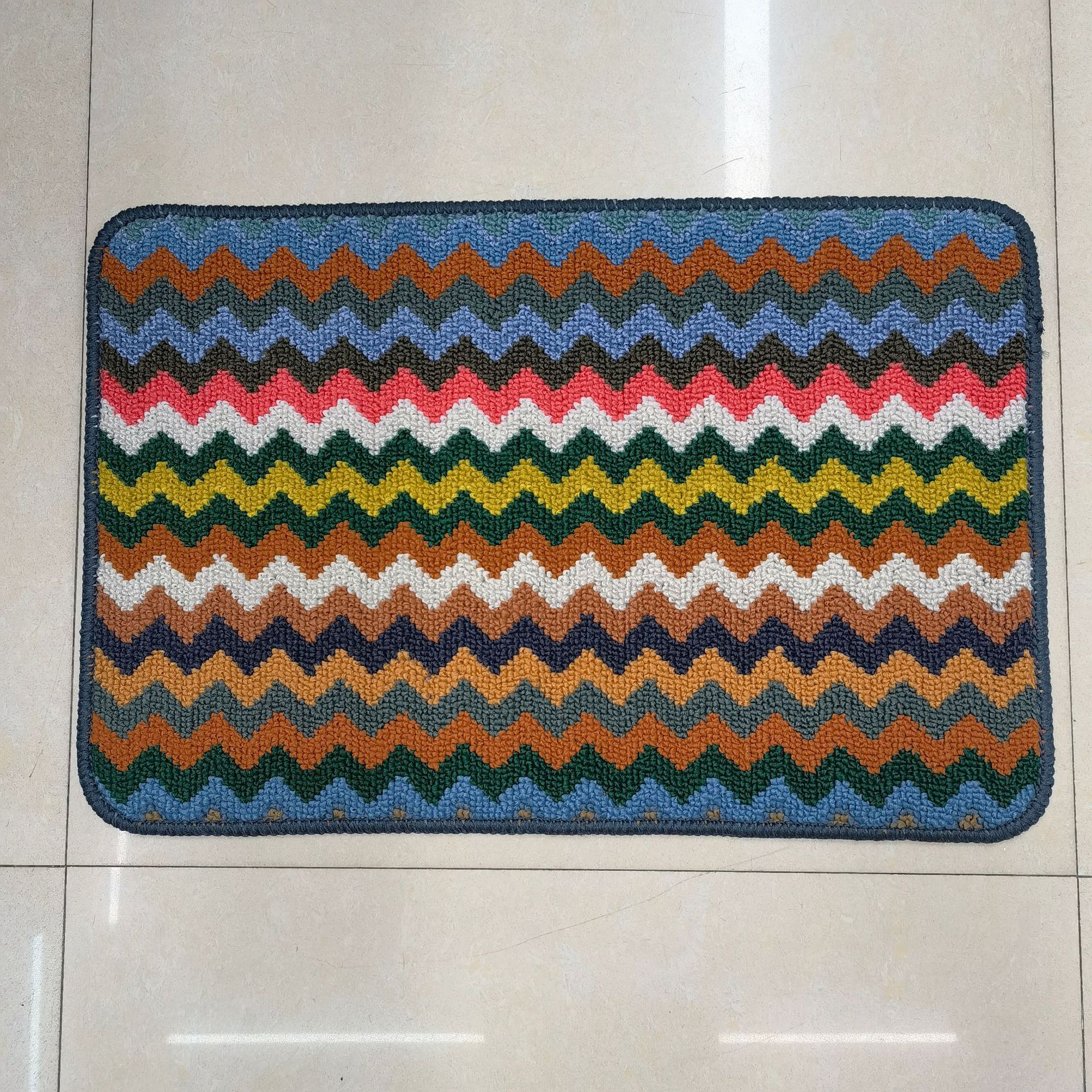 Wave rainbow circle fleece serrado blanco TPR suela interior cuarto de baño sala de estar cuarto de baño antideslizante alfombra tapetes pic 5
