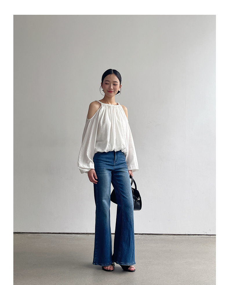 【90s Retro Horn 】 Ge Ming High-waisted slightly flared jeans for Women 2025 Spring New floor-length Pants R155H pic 18
