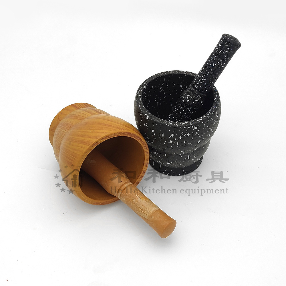 手动捣蒜器捣药罐木纹石臼压蒜器厨房PP捣蒜擂钵香料研磨器蒜泥器详情9