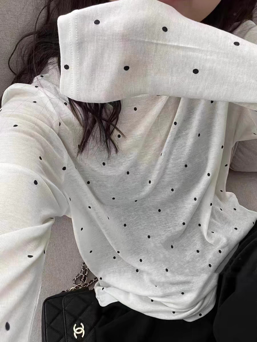 夏薄款精品天丝防晒衣设计感蝴蝶结印花罩衫长袖T恤女装一件代发详情4