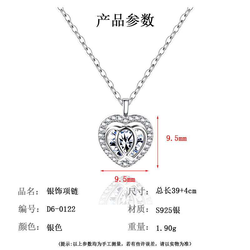 S925 All-silver Swan Kiss Heart Necklace for Women, 26 new style gourd pendant love bouquet necklace pic 1