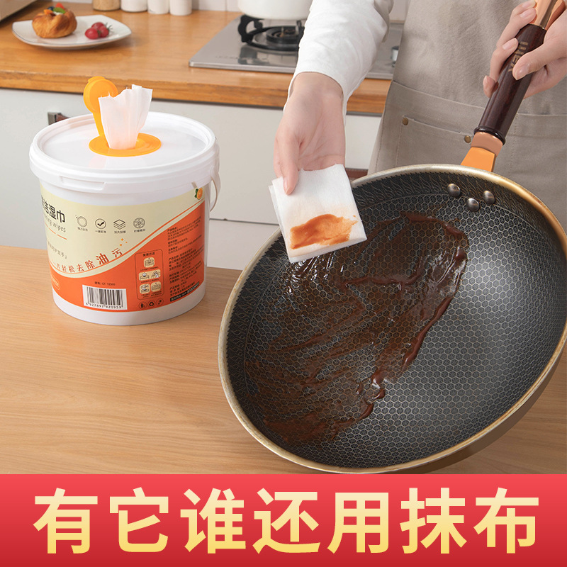 厨房湿巾80抽大包强力去油污专用一次性湿巾纸清洁超大超厚湿纸巾详情23