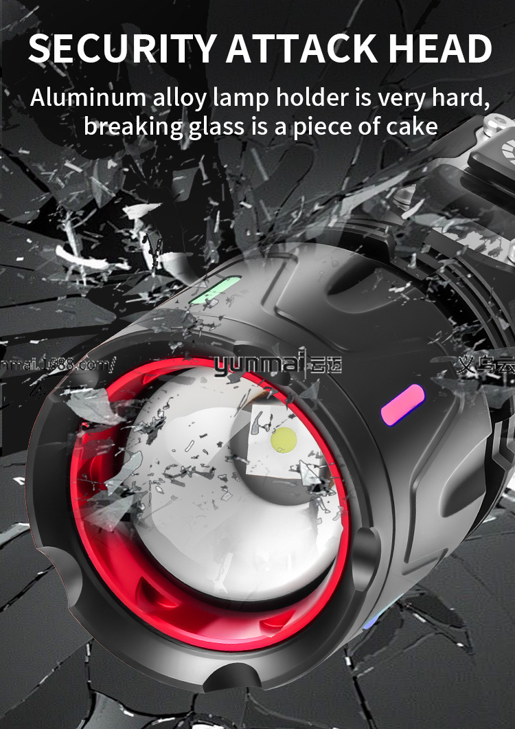 亚马逊新款数显白激光手电筒可透光荧光条带输出强光远射理发器多功能照明工具详情9