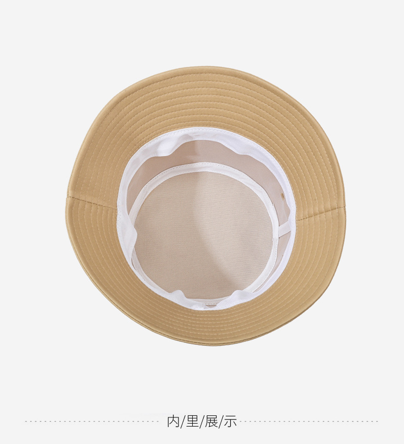 棉渔夫帽刺绣logo空白单面盆帽印字平顶太阳帽女印刷防晒大檐盆帽详情15