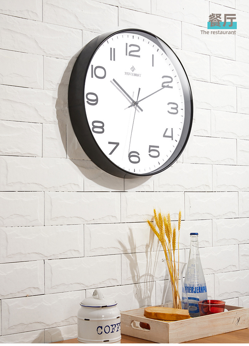 12-inch living room wall clock, simple and elegant household plastic clock, silent quartz clock, wall watch, Nordic light luxury wall clock pic 14
