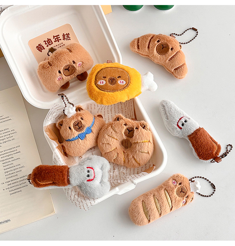 卡皮巴拉毛绒公仔挂件卡通玩偶面包水豚背包挂饰摆摊地推活动礼品详情8