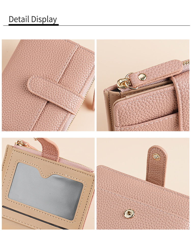 新款女士钱包短款跨境时尚卡包女高级感气质两折多卡位拉链零钱包详情18