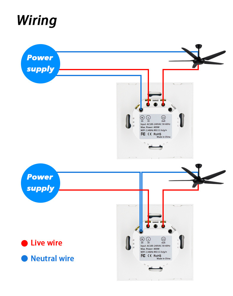 Tuya smart switch, European standard smart switch, European standard fan switch, WIFI fan switch pic 9