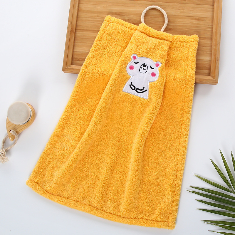 【 Chi Jia 】 High-density coral fleece cartoon embroidered hanging towels, hand towels, kitchen rags, handkerchiefs, absorbent towels pic 7