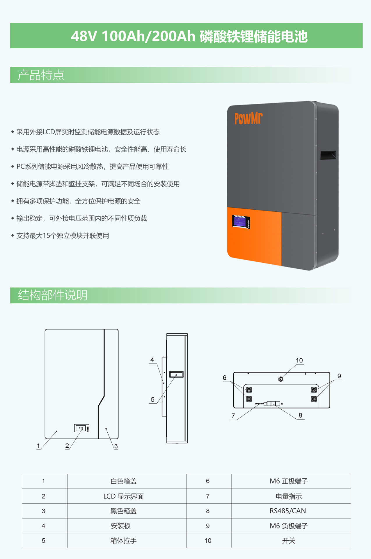 100 150 ah ah / / 200 ah51. 2 vlifepo4 photovoltaic battery lithium iron phosphate battery energy storage system pic 2