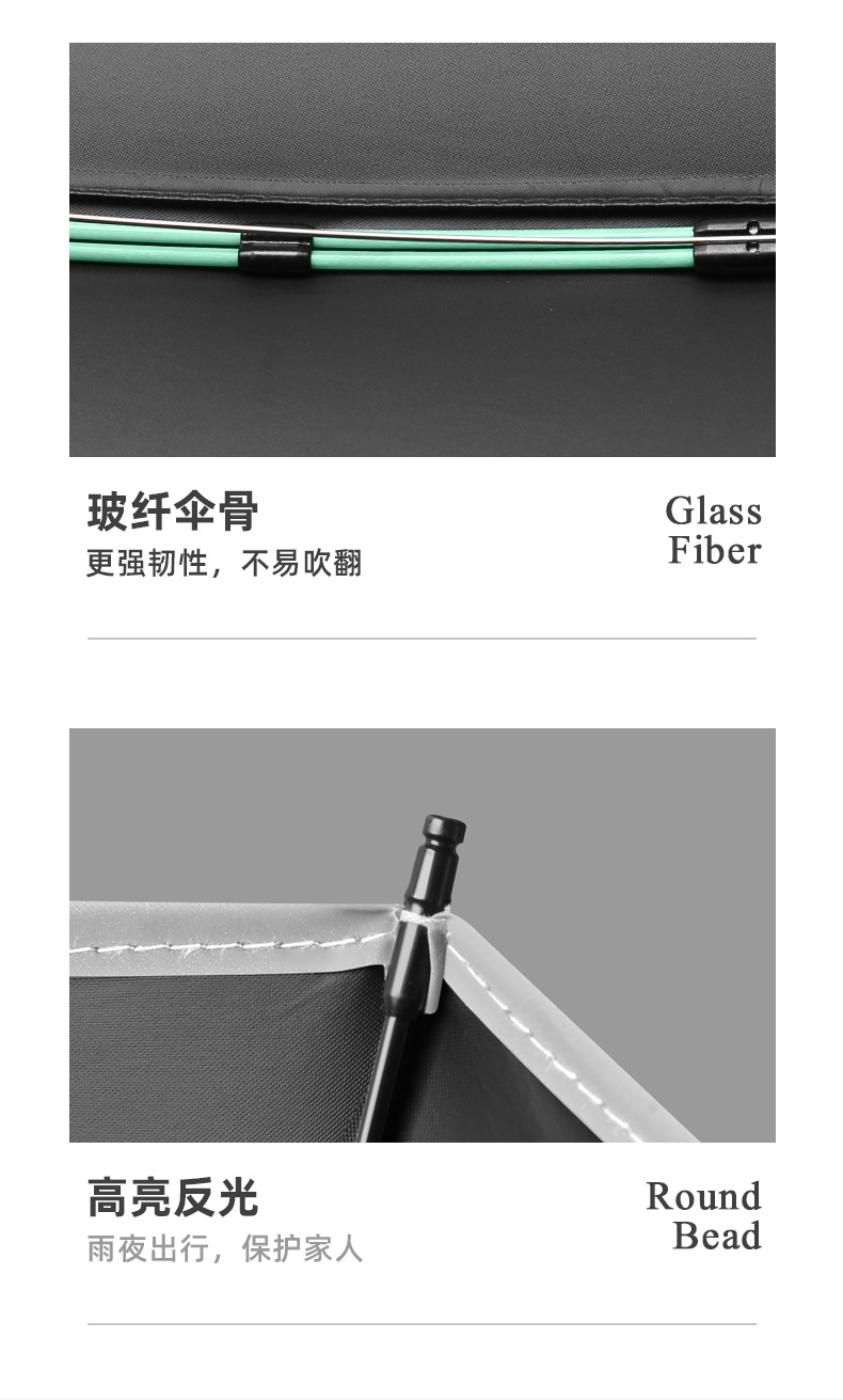新款十骨双龙骨黑胶古铜拉丝反向伞配色手柄三折晴雨伞礼品伞印lo详情33