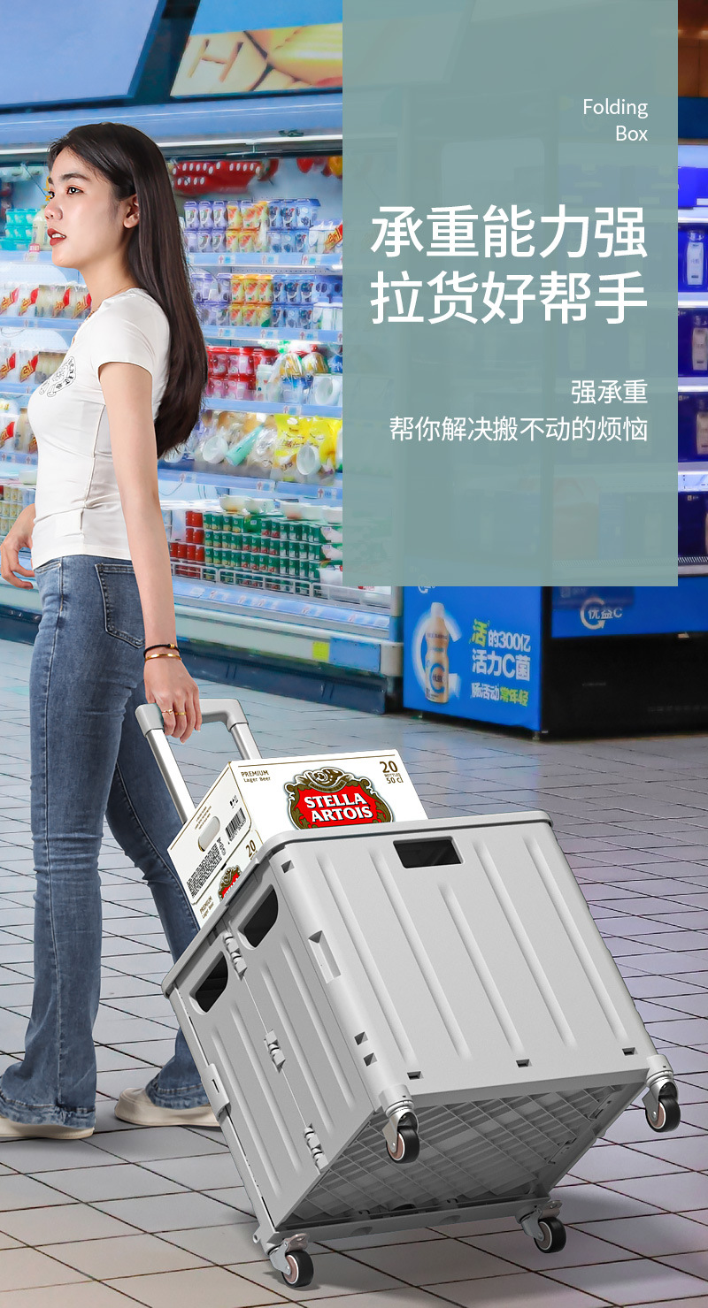 露营小推车摆摊收纳折叠行李箱家用购物小拉车储物整理拉杆买菜车详情12