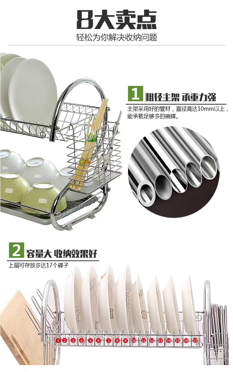 厨房置物架多层储物S型沥水碗碟架双层放碗餐具收纳神器碗架用品详情5
