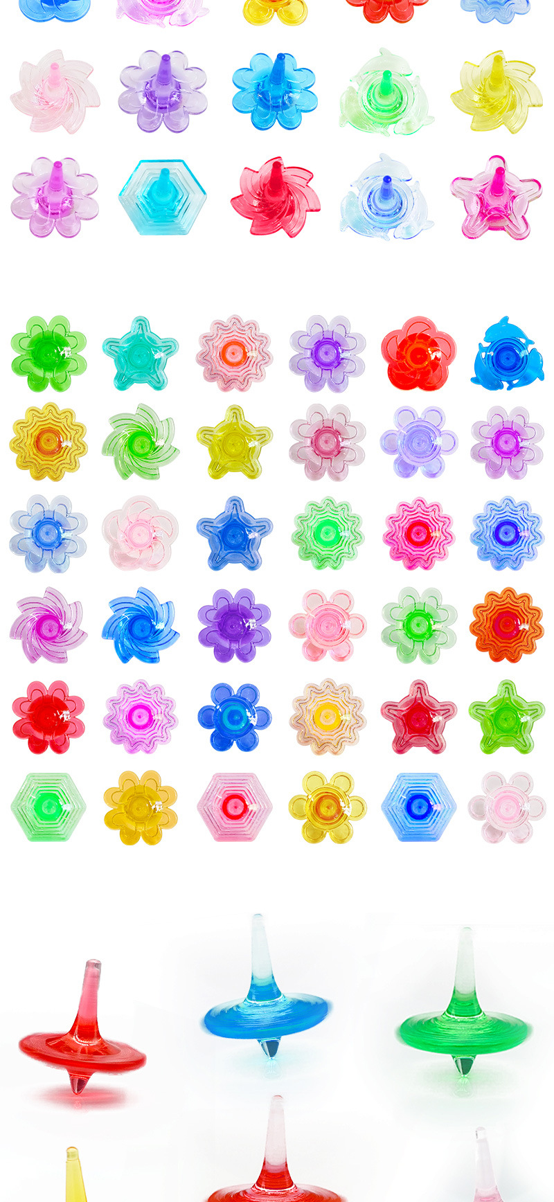 Wholesale of cool stress-relieving toys featuring colorful crystal finger gyroscopes, acrylic plastic flower dolphin spinning gyroscopes pic 3