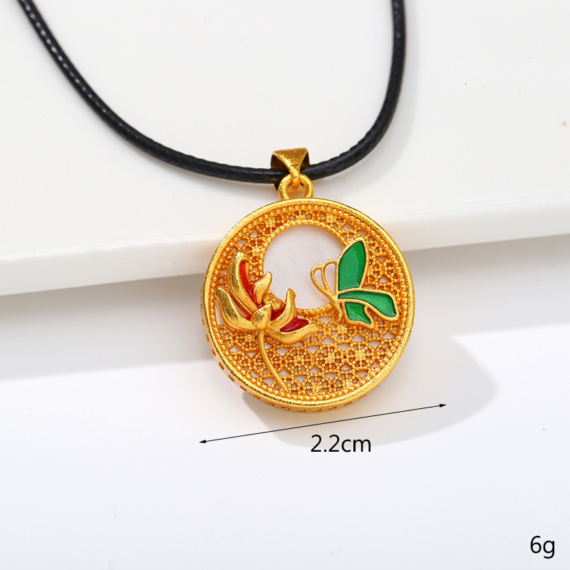 热销爆款时尚梅花蝴蝶吊坠古法沙金镂空项链挂件现货直销详情6