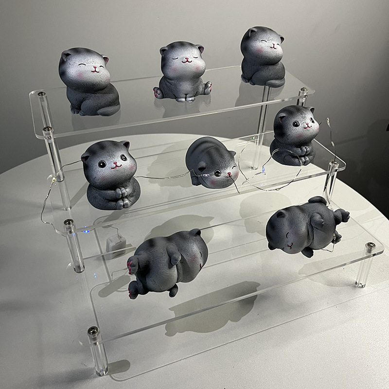Acrylic display stand, Bubble Mart figurine, multi-layer acrylic bar brick, transparent stepped display stand, blind box doll, layered display stand, anime peripheral collectibles, exhibition stand, desktop model, display item, support base pic 7