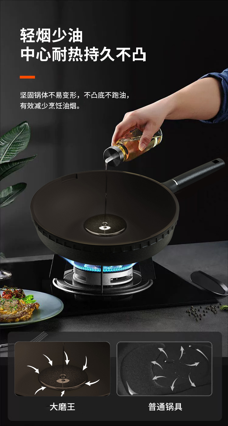 钛真不粘锅炒菜锅钛熔射耐磨平底煎炒锅轻油烟电磁炉燃气灶通用详情11