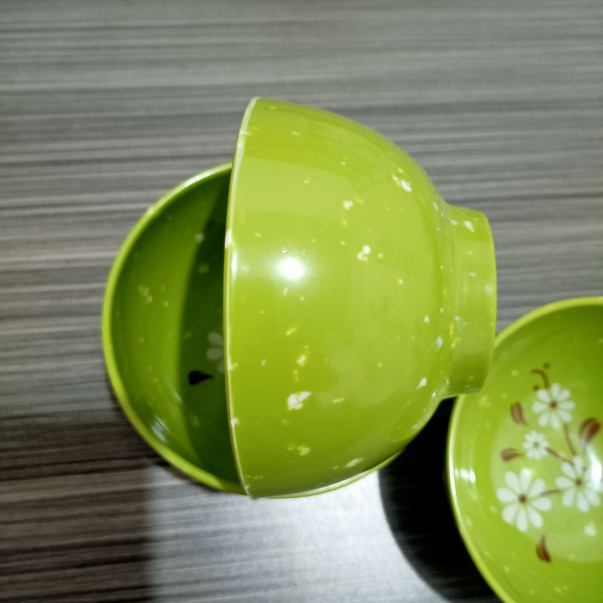 【 Zone 3-10 】178 Green Flower bowls 480 yuan per box, green printed small bowls, rice bowls, fast food bowls, spicy hot pot rice noodle bowls, melamine bowls, imitation porcelain bowls 1 yuan 2 yuan supply pic 6