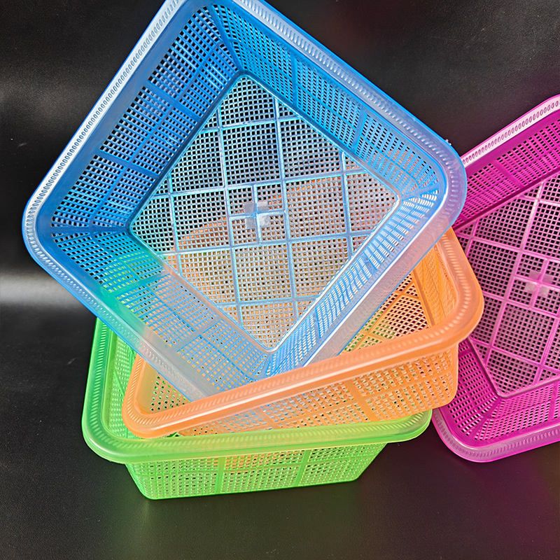 【 Zone 2-2 】 Square rice basket 400 yuan per piece, square rice basket, household retail storage, fruit basket, fruit basket, kitchen vegetable washing, colored basket, 2 yuan pic 4