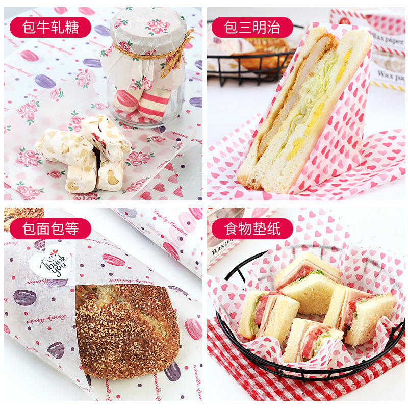 新品跨境蜡纸WaxPaper食品汉堡三明治包装纸点心纸opp袋装防油详情2