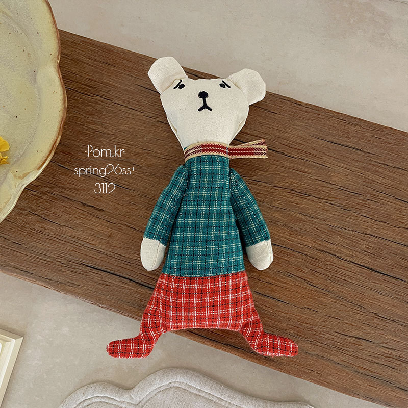 新款韩版创意小熊娃娃布艺手作格纹充棉立体玩偶宝宝安抚玩具摆件详情5