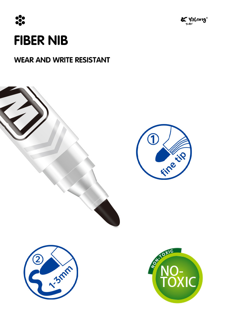 Yalong Cross-border Student Wholesale large-capacity marker pens, school office supplies, 4-color whiteboard pens pic 6