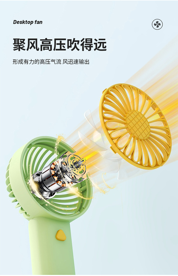 USB小风扇创意卡通电风扇学生便捷式手持充电风扇静音便携式详情8