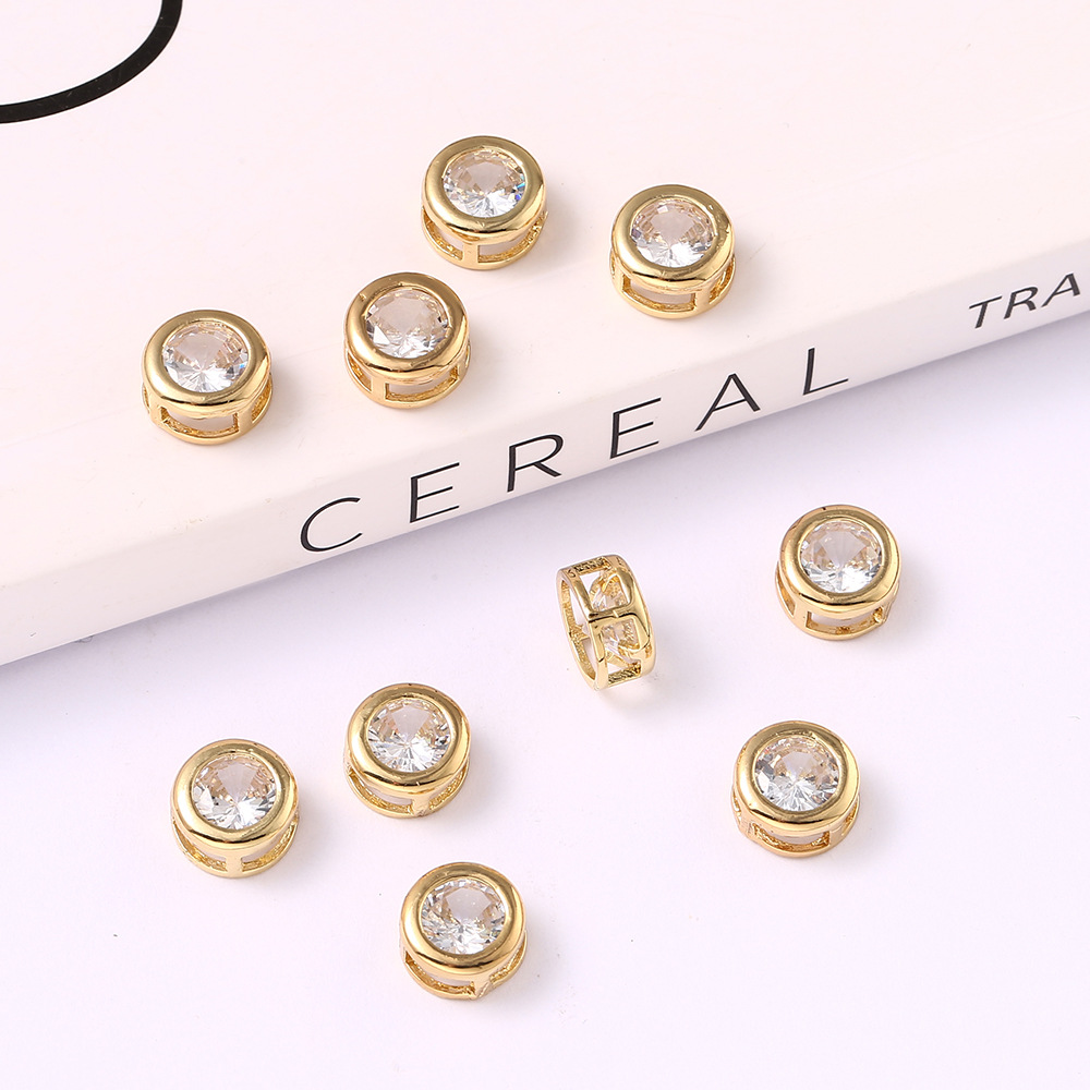 欧美镶金边锆石爱心水滴饰品配件DIY手链项链配饰 可拆卸洞洞鞋扣详情5