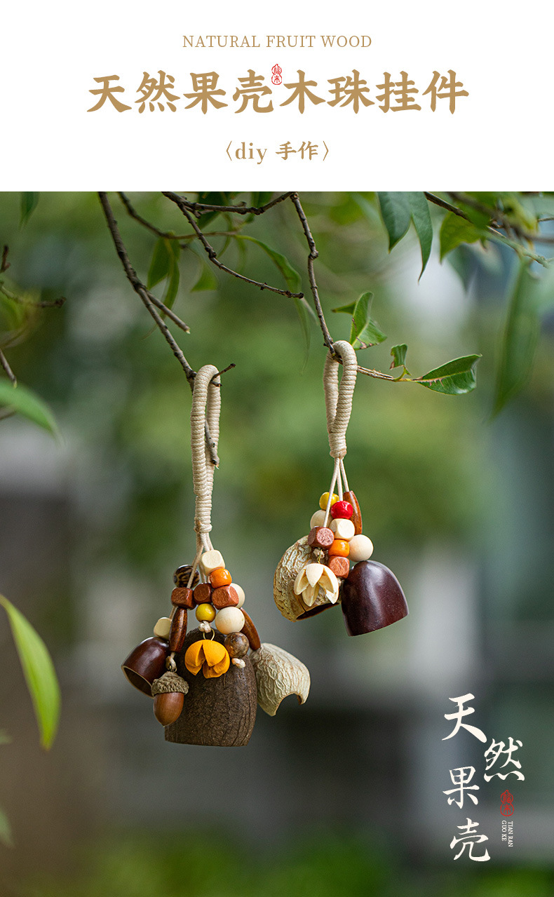 diy natural fruit shell hanging bell, new Chinese herbal plant seed bag pendant, handcrafted keychain, artistic bag hanging decoration pic 1