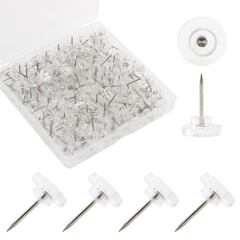 透明色黑色白色圆头图钉工字钉盒装图片照片墙软木板装饰按钉图钉详情3