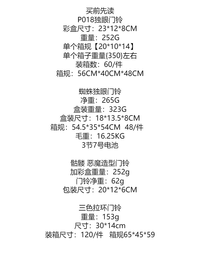 万圣节独眼门铃装饰骷髅玩具酒吧鬼屋恐怖发光挂件整蛊门挂批发详情1