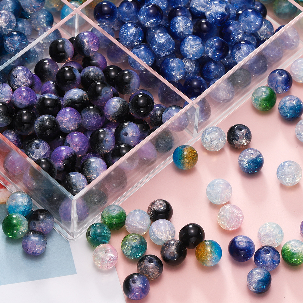 10mm round beads with floral patterns, hand-strung glass beads, loose glass beads, diy bracelets, jewelry accessories wholesale pic 6