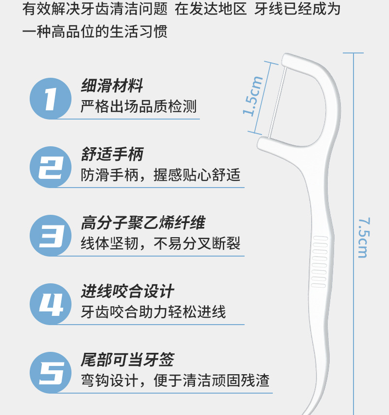 批发健力奇细滑护理牙线棒一次性剔牙神器口腔清洁净齿大容量包邮详情4