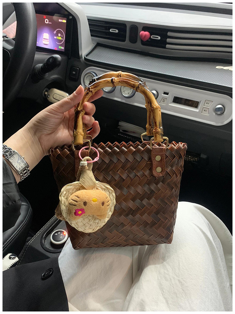 包包女2024新款藤编手提包竹节草编包纯手工竹编托特包复古沙滩包详情6