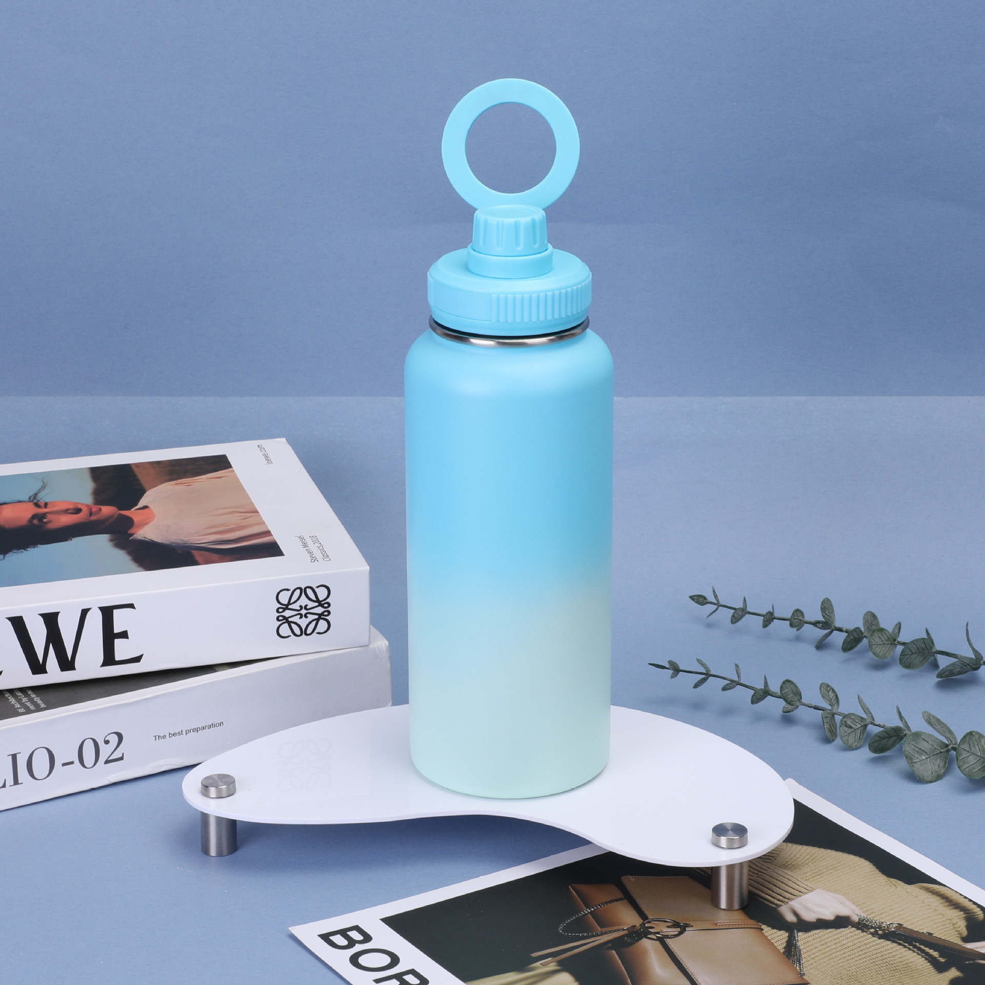 新款32oz不锈钢太空壶双层保温杯磁吸手机支架马卡龙便携运动水杯详情6