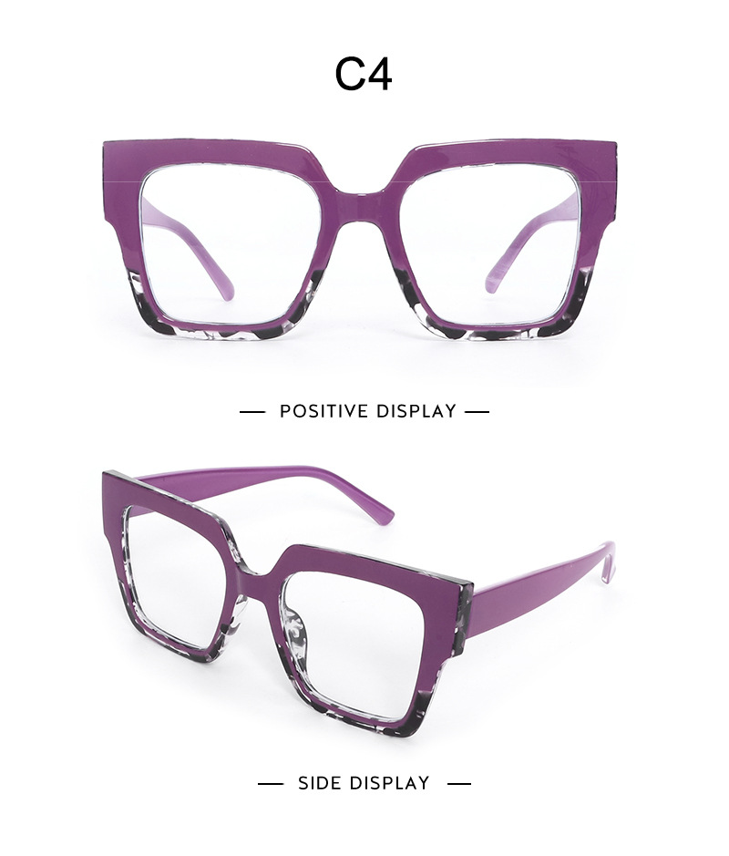 European and American trendy eyeglass frame for women, 2024 new style fashionable anti-blue light eyeglass frame, multi-color square large frame flat light glasses pic 13