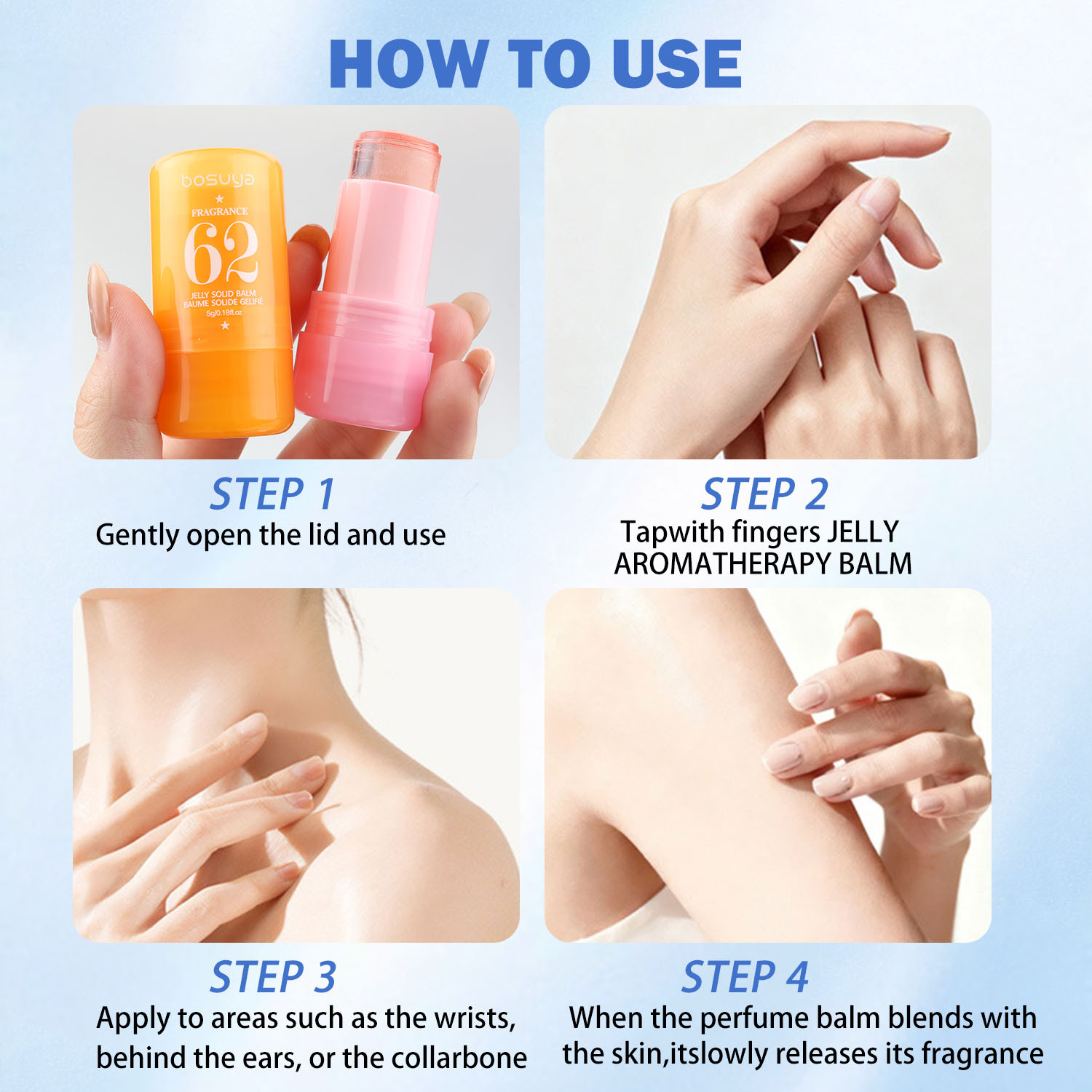 【 Cross-border Exclusive 】Bosuya Body Fragrance Cream Set, long-lasting fragrance, creamy texture, non-sticky, compact and portable pic 14