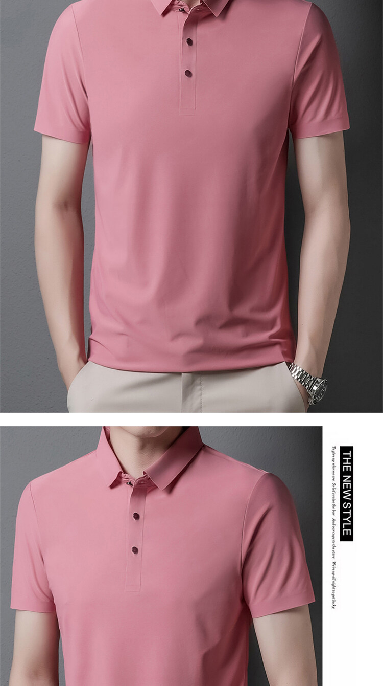 2025 verano sin marcas hielo seda polo hombre premium sense negocios manga corta camiseta hombre polo casual manga corta pic 15