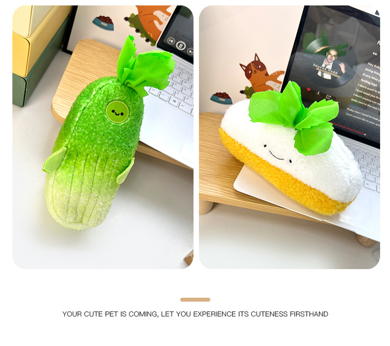 新款毛绒笔袋玩偶公仔卡通蔬菜水果西蓝花大蒜茄子香蕉笔袋跨境详情7